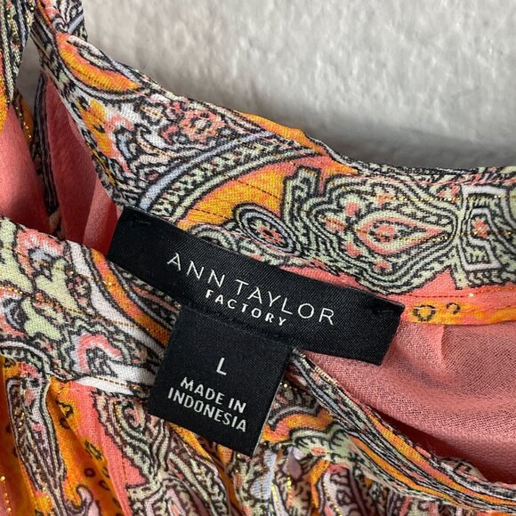 NEW Ann Taylor Factory Womens Large Off The Shoulder Blouse Paisley Boho Shirt - Picture 4 of 9